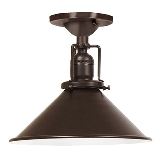 JVI Designs Union Square Oil Rubbed Bronze 1-Light Flush Ceiling Mount Lighting With Cone-Shaped Metal Shade