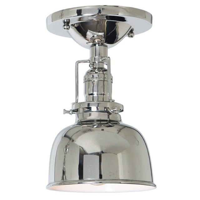 JVI Designs Union Square Polished Nickel 1-Light Flush Ceiling Mount Lighting With Bell-Shaped Metal Shade