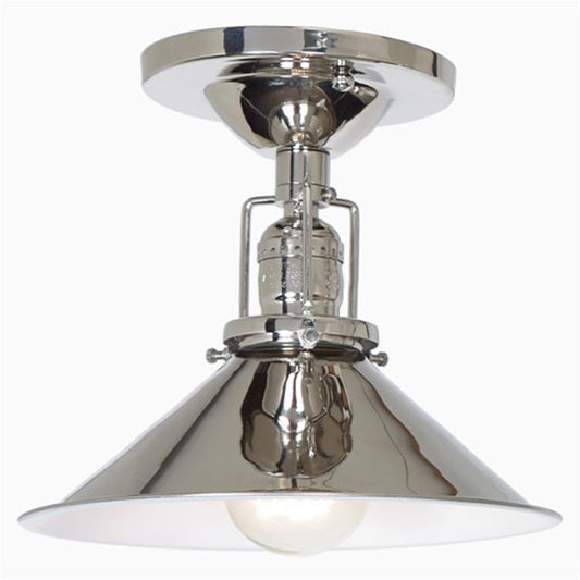 JVI Designs Union Square Polished Nickel 1-Light Flush Ceiling Mount Lighting With Cone-Shaped Metal Shade