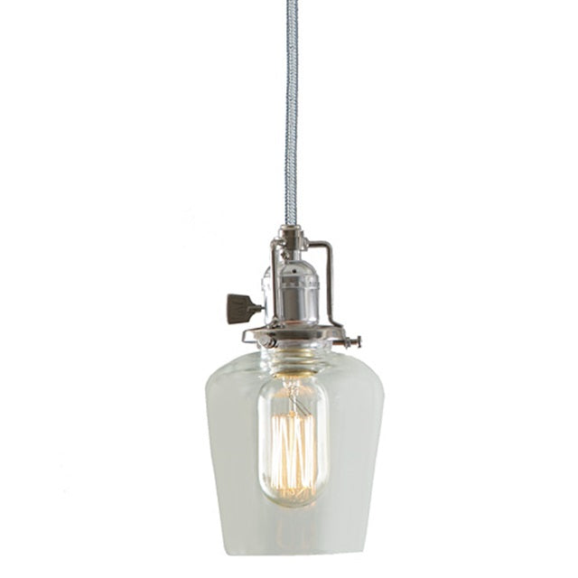JVI Designs Union Square Polished Nickel 1-Light Hanging Pendant Lighting With Bell-Shaped Clear Glass Shade