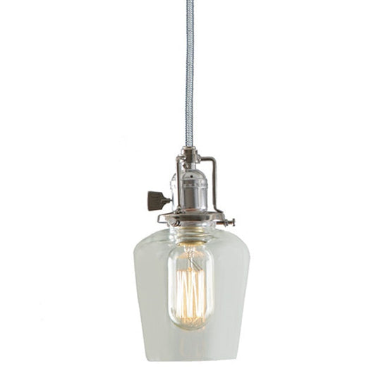 JVI Designs Union Square Polished Nickel 1-Light Hanging Pendant Lighting With Bell-Shaped Clear Glass Shade