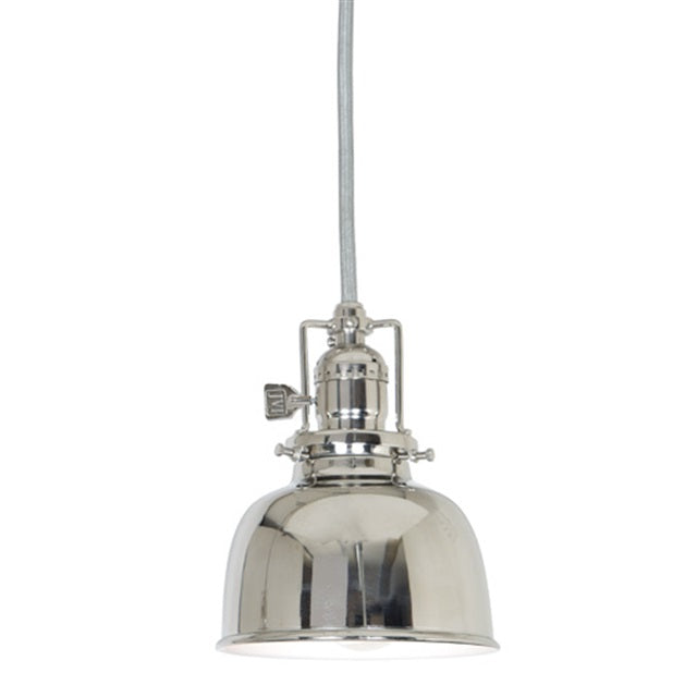 JVI Designs Union Square Polished Nickel 1-Light Hanging Pendant Lighting With Bell-Shaped Metal Shade