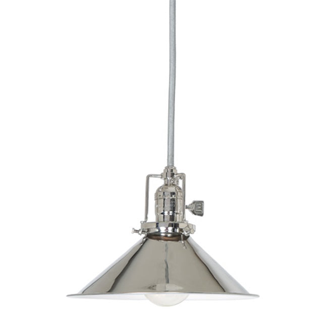 JVI Designs Union Square Polished Nickel 1-Light Hanging Pendant Lighting With Cone-Shaped Metal Shade