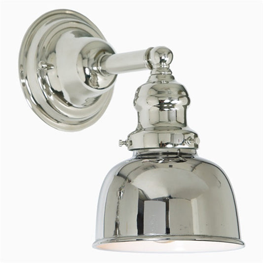 JVI Designs Union Square Polished Nickel 1-Light Wall Sconce With Bell-Shaped Metal Shade