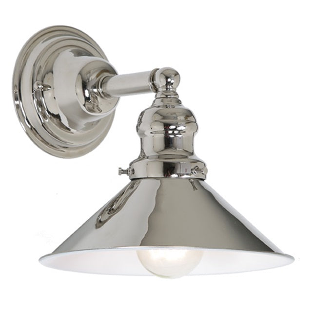 JVI Designs Union Square Polished Nickel 1-Light Wall Sconce With Cone-Shaped Metal Shade
