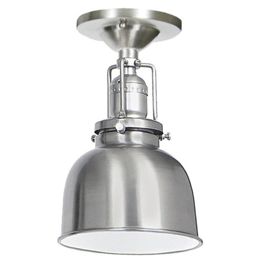 JVI Designs Union Square Satin Nickel 1-Light Flush Ceiling Mount Lighting With Bell-Shaped Metal Shade