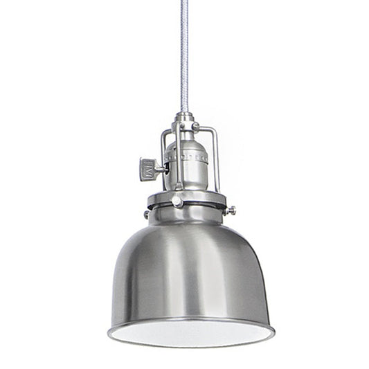 JVI Designs Union Square Satin Nickel 1-Light Hanging Pendant Lighting With Bell-Shaped Metal Shade