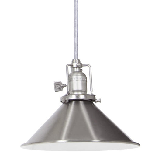 JVI Designs Union Square Satin Nickel 1-Light Hanging Pendant Lighting With Cone-Shaped Metal Shade