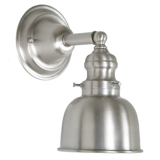 JVI Designs Union Square Satin Nickel 1-Light Wall Sconce With Bell-Shaped Metal Shade