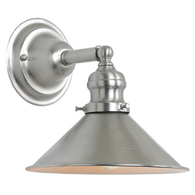 JVI Designs Union Square Satin Nickel 1-Light Wall Sconce With Cone-Shaped Metal Shade