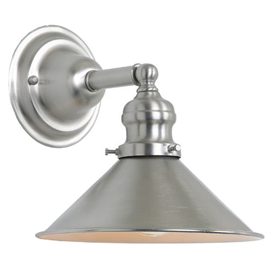 JVI Designs Union Square Satin Nickel 1-Light Wall Sconce With Cone-Shaped Metal Shade