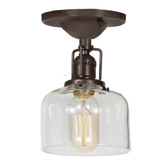 JVI Designs Union Square Shyra Oil Rubbed Bronze 1-Light Flush Ceiling Mount Lighting With Bell-Shaped Clear Glass Shade