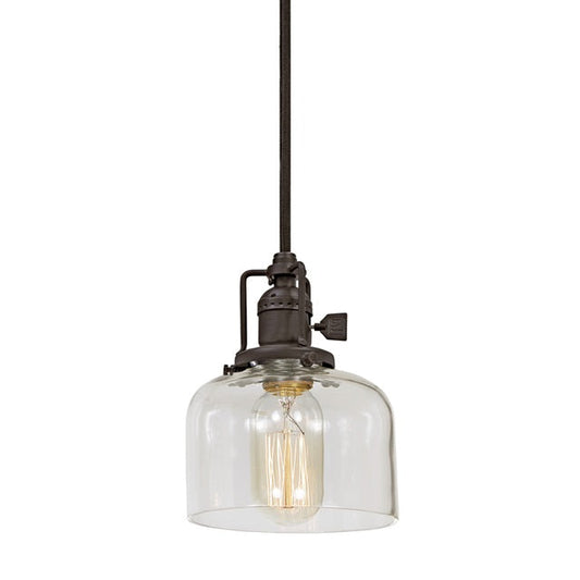 JVI Designs Union Square Shyra Oil Rubbed Bronze 1-Light Hanging Pendant Lighting With Bell-Shaped Clear Glass Shade