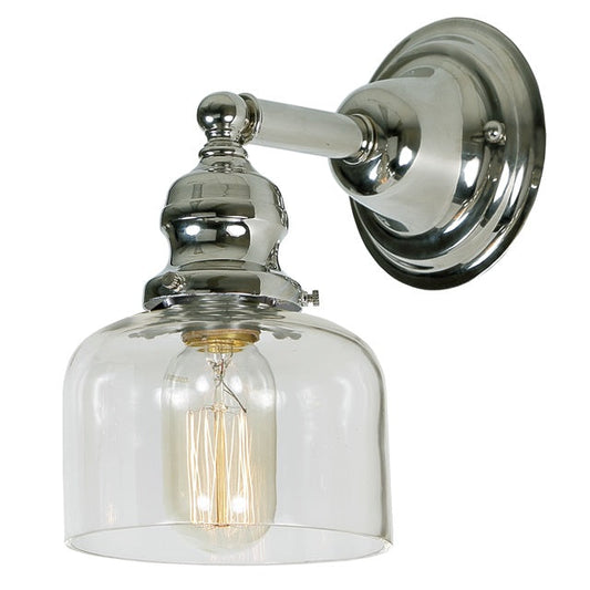 JVI Designs Union Square Shyra Polished Nickel 1-Light Wall Sconce With Bell-Shaped Clear Glass Shade