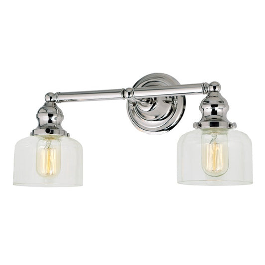 JVI Designs Union Square Shyra Polished Nickel 2-Light Industrial Wall Sconce With Bell-Shaped Glass Shade