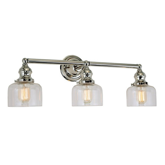 JVI Designs Union Square Shyra Polished Nickel 3-Light Wall Sconce With Bell-Shaped Clear Glass Shade