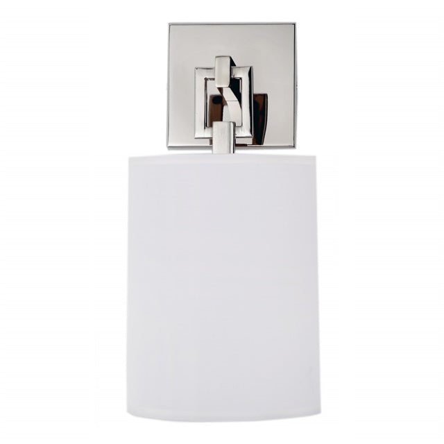 JVI Designs Warick Polished Nickel 1-Light Loop Wall Sconce With Cylindrical Fabric Shade