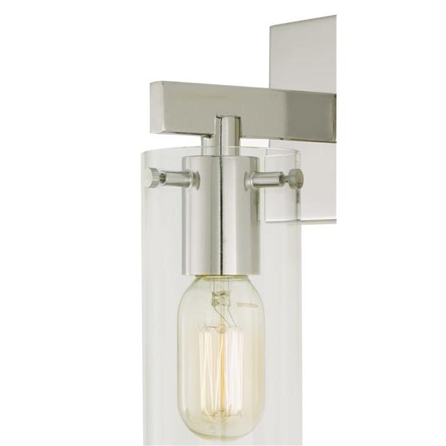 JVI Designs Warick Polished Nickel 1-Light Wall Sconce With Cylindrical Clear Glass Shade