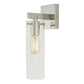 JVI Designs Warick Polished Nickel 1-Light Wall Sconce With Cylindrical Clear Glass Shade