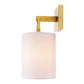 JVI Designs Warick Satin Brass 1-Light Loop Wall Sconce With Cylindrical Fabric Shade