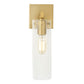JVI Designs Warick Satin Brass 1-Light Wall Sconce With Cylindrical Clear Glass Shade