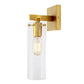 JVI Designs Warick Satin Brass 1-Light Wall Sconce With Cylindrical Clear Glass Shade
