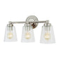 JVI Designs Wilshire Polished Nickel 3-Light Wall Sconce With Coned-Shape Clear Glass Shade