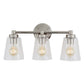 JVI Designs Wilshire Polished Nickel 3-Light Wall Sconce With Coned-Shape Clear Glass Shade