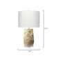 Jamie Young Aldrich 17" x 28" 1-Light Off-White Reactive Glaze Ceramic Table Lamp With White Linen Drum Shade