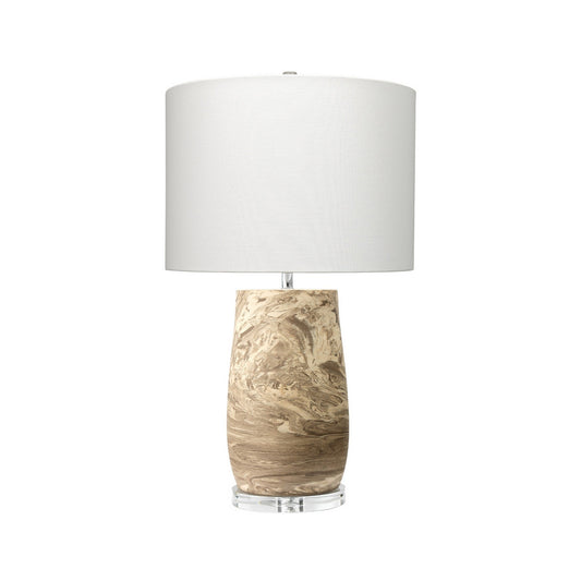 Jamie Young Aldrich 17" x 28" 1-Light Off-White Reactive Glaze Ceramic Table Lamp With White Linen Drum Shade