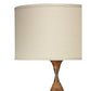 Jamie Young Amphora 15" x 31" 1-Light Natural Wood and Antique Brass Table Lamp With Off-White Linen Drum Shade