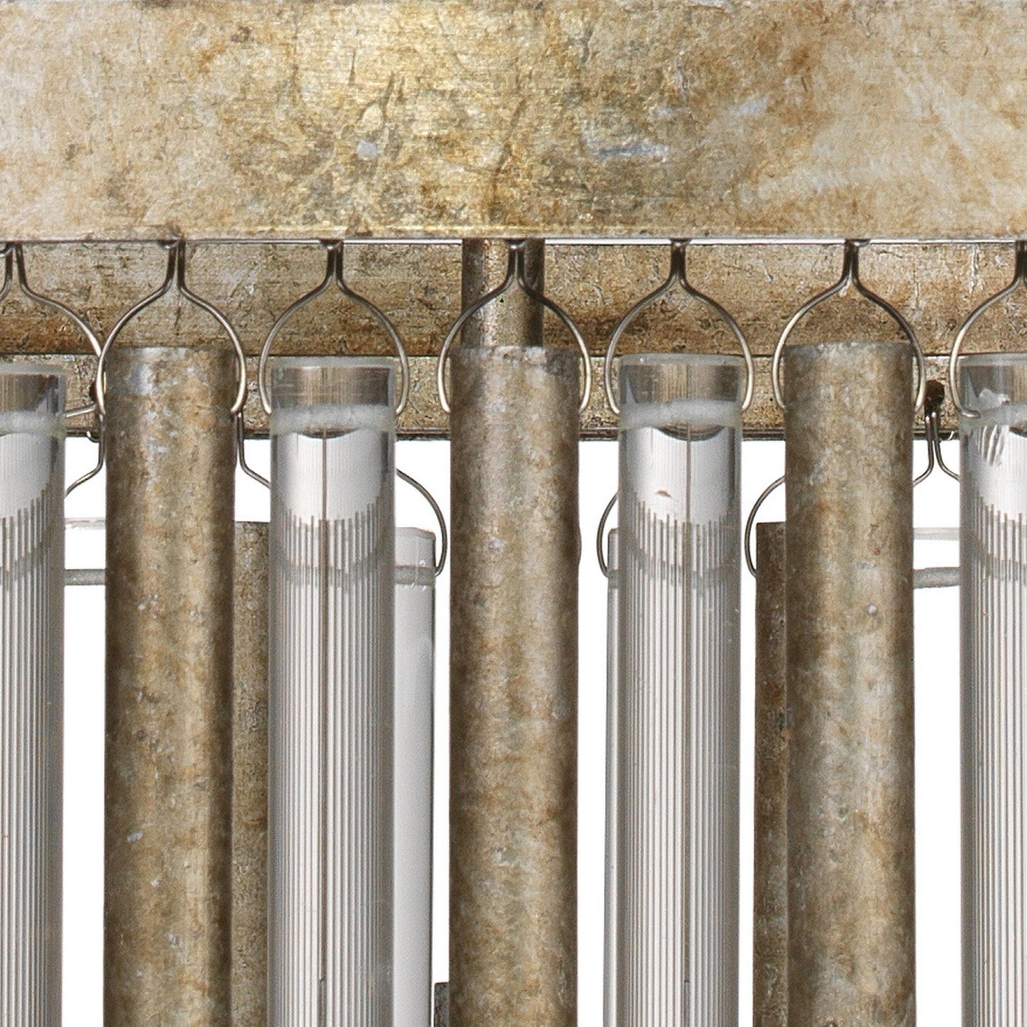 Jamie Young Andromeda 24" 6-Light Champagne Leaf Metal and Glass Tubes Chandelier