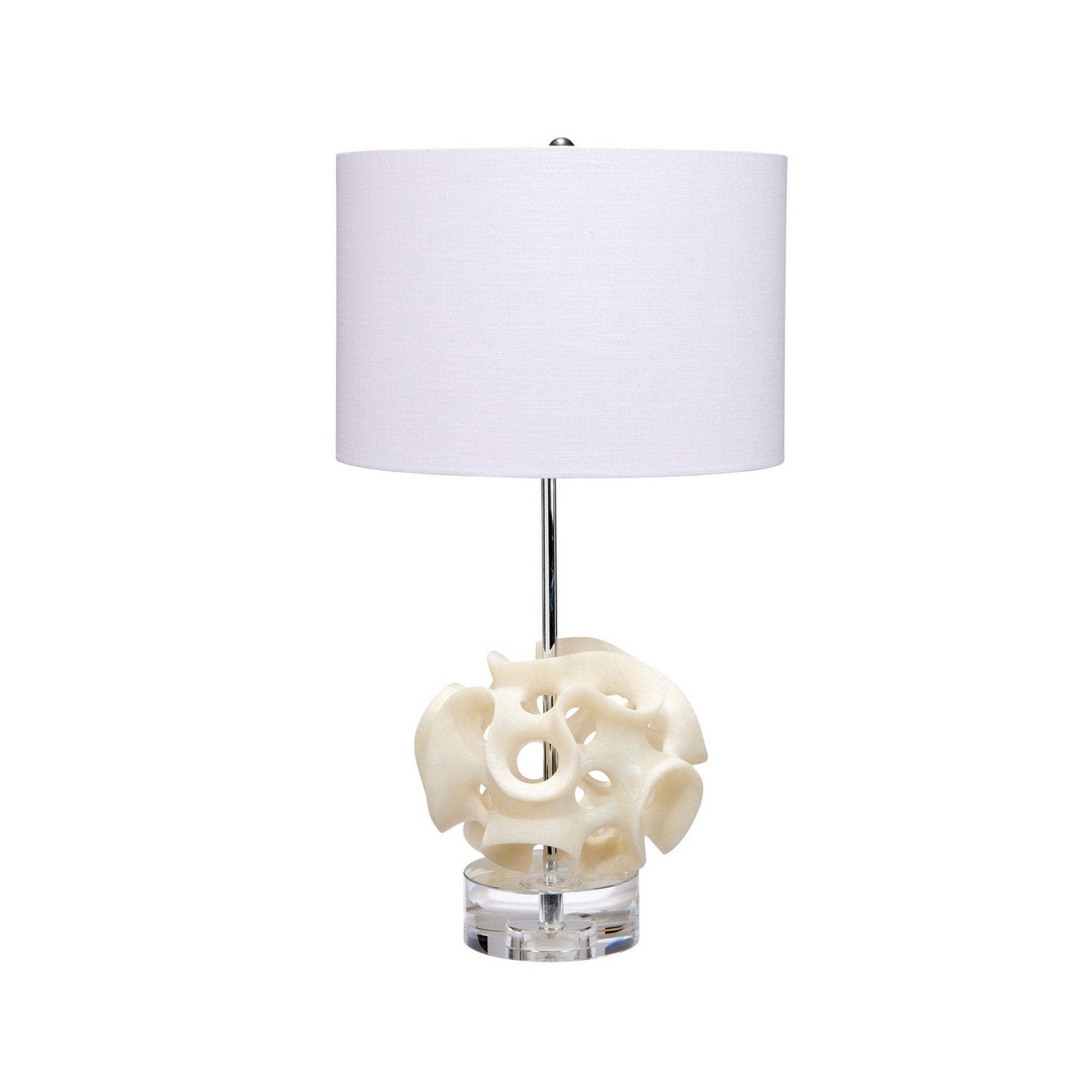 Jamie Young Anya 15" x 26" 1-Light White Coral Resin Table Lamp With White Linen Drum Shade