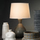 Jamie Young Ash 18" x 31" 1-Light Gray Crackle Glaze Ceramic Table Lamp With White Linen Cone Shade