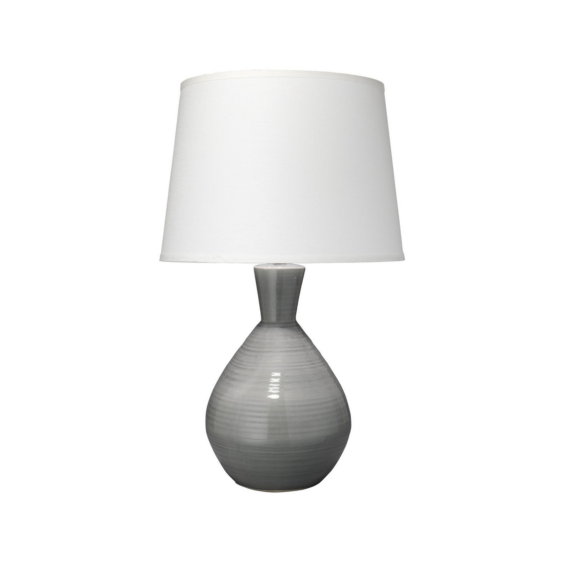 Jamie Young Ash 18" x 31" 1-Light Gray Crackle Glaze Ceramic Table Lamp With White Linen Cone Shade