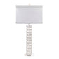 Jamie Young Astor 16" x 32" Matte White Resin Table Lamp With Rectangle Linen Shade