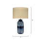 Jamie Young Batik 15" x 25" 1-Light Indigo Blue Ceramic Table Lamp With Off-White Raffia Drum Shade