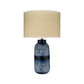 Jamie Young Batik 15" x 25" 1-Light Indigo Blue Ceramic Table Lamp With Off-White Raffia Drum Shade