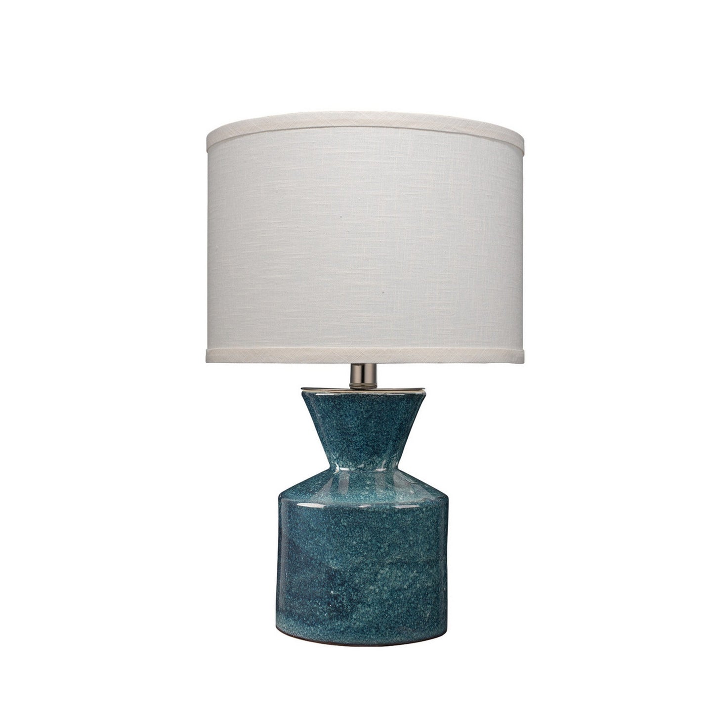 Jamie Young Berkeley 12" x 20" 1-Light Royal Blue Reactive Glaze Ceramic Table Lamp With Sea Salt Linen Drum Shade