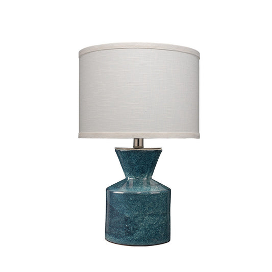 Jamie Young Berkeley 12" x 20" 1-Light Royal Blue Reactive Glaze Ceramic Table Lamp With Sea Salt Linen Drum Shade