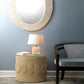 Jamie Young Bijou 11" x 17" 1-Light Pink Quartz & Gold Leaf Metal Table Lamp With White Linen Cone Shade