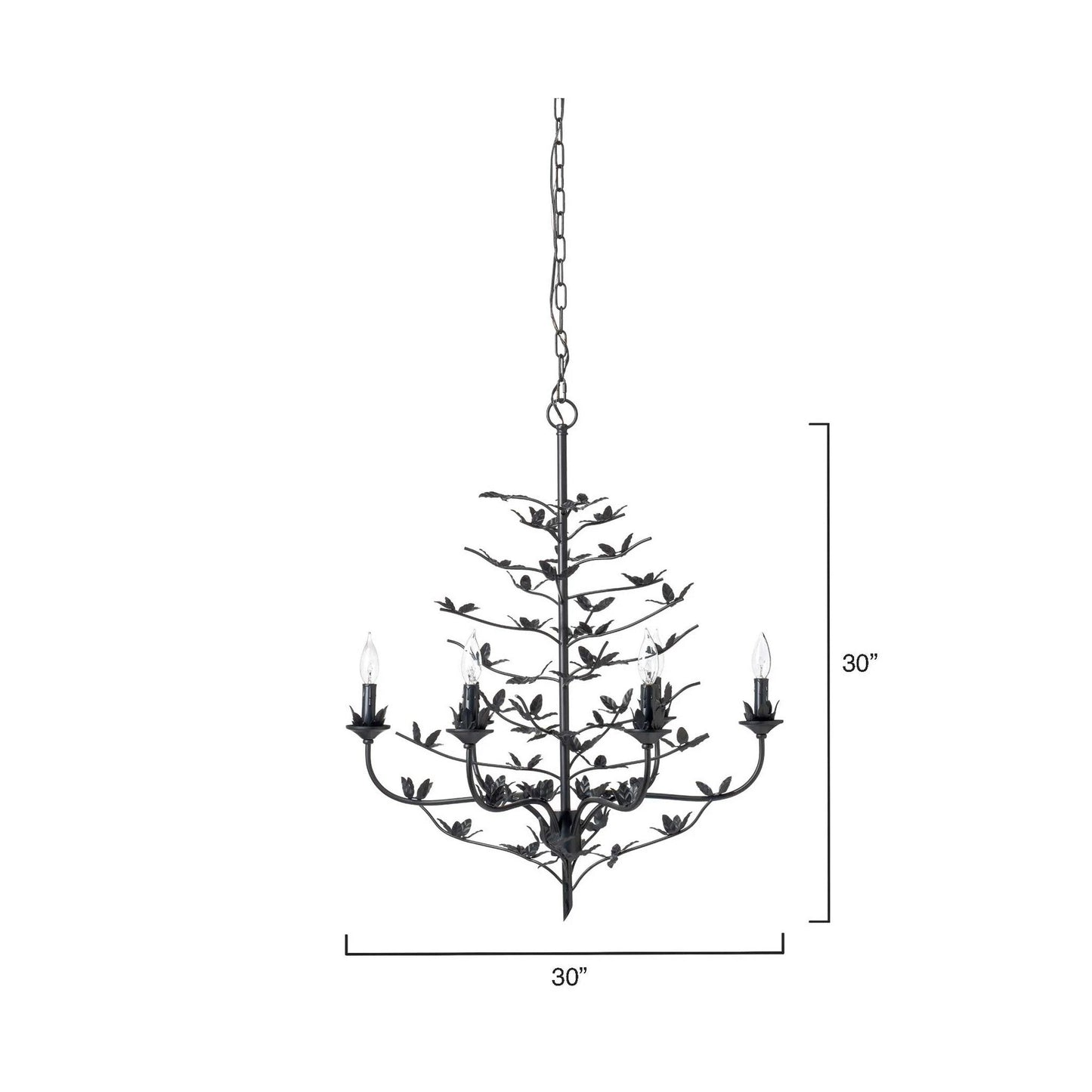 Jamie Young Blooming 30" 6-Light Black Iron Foliage Chandelier