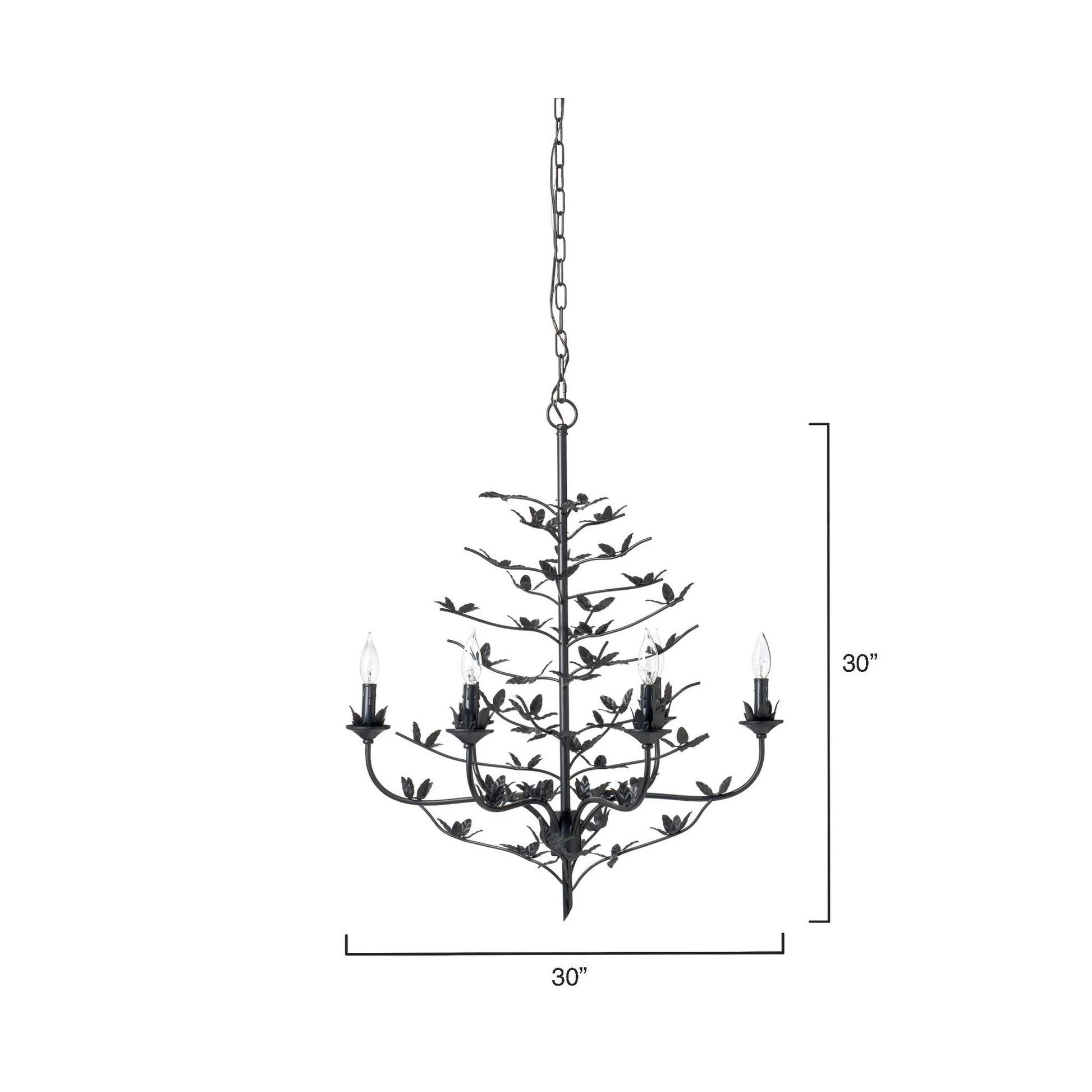 Jamie Young Blooming 30" 6-Light Black Iron Foliage Chandelier