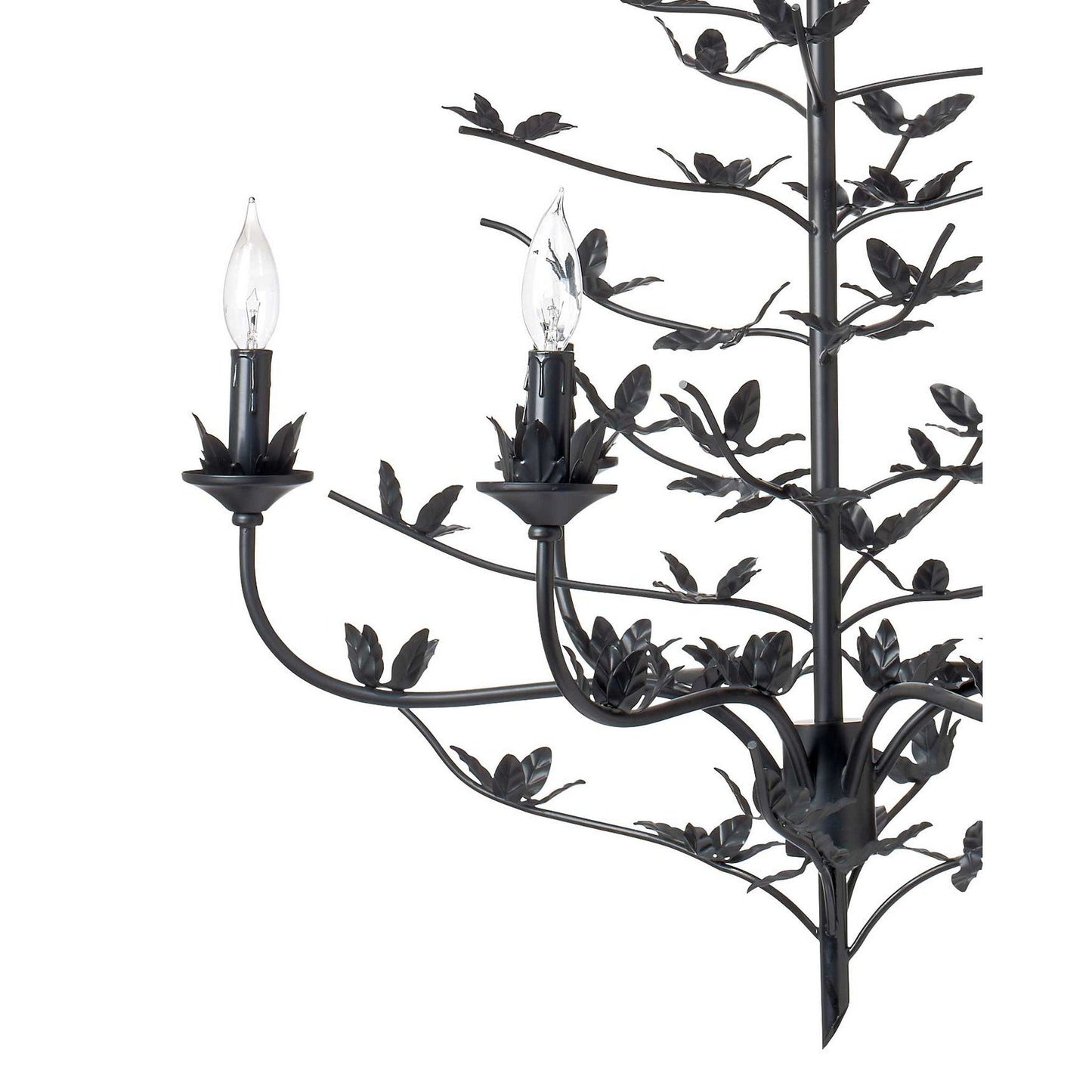 Jamie Young Blooming 30" 6-Light Black Iron Foliage Chandelier
