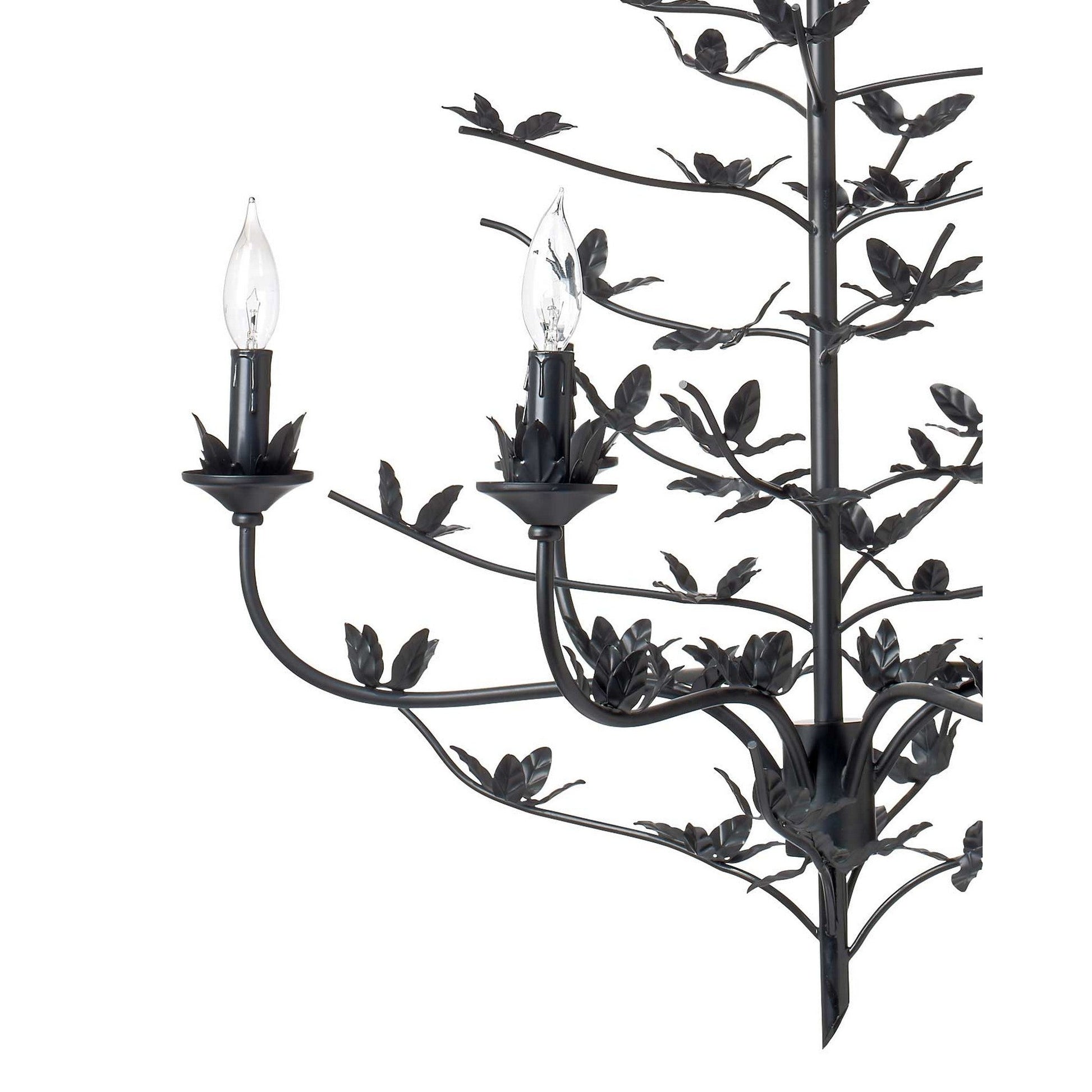 Jamie Young Blooming 30" 6-Light Black Iron Foliage Chandelier