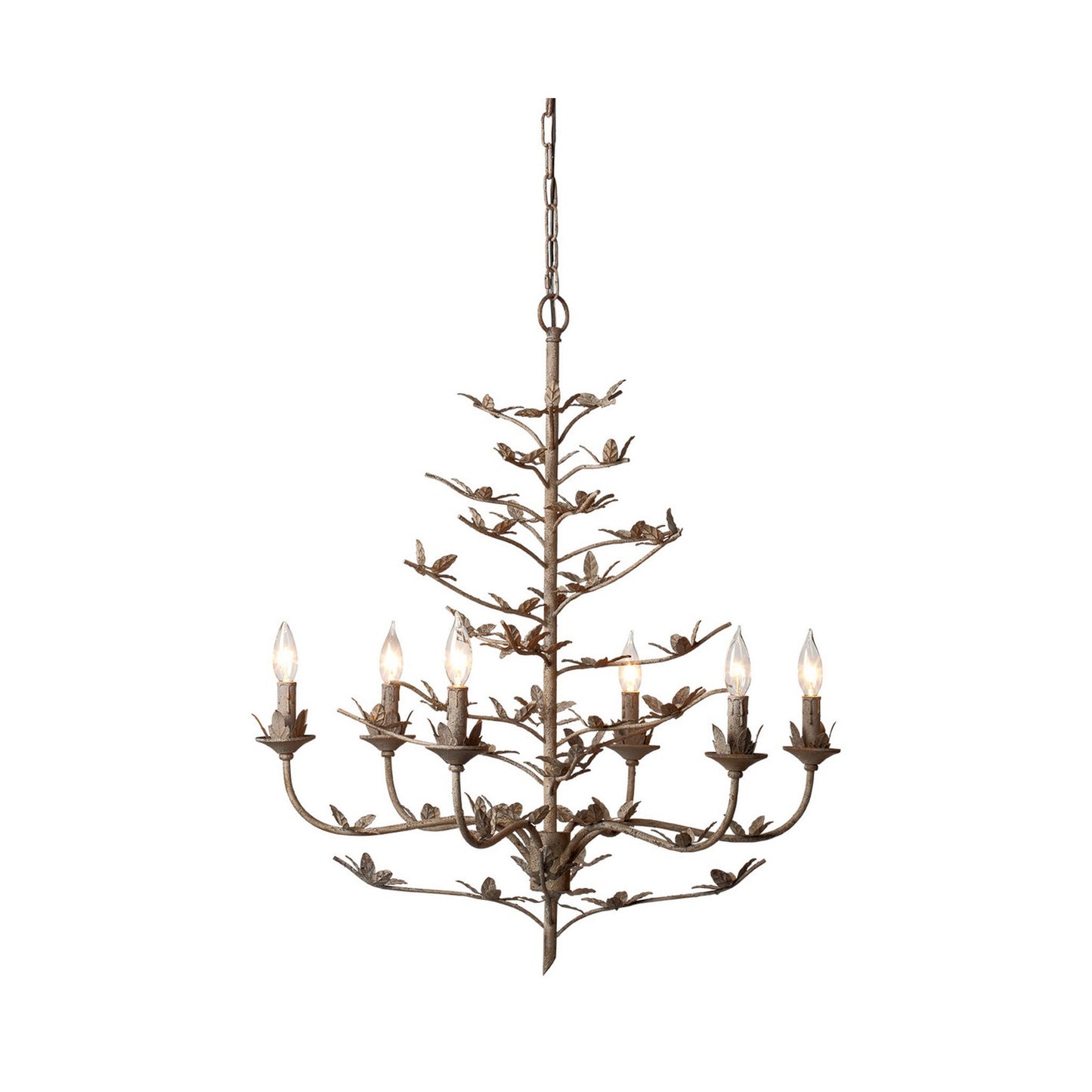Jamie Young Blooming 30" 6-Light Rust Iron Foliage Chandelier