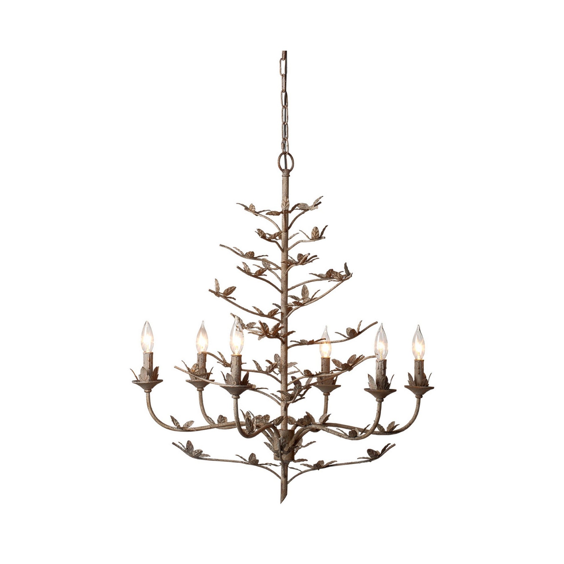 Jamie Young Blooming 30" 6-Light Rust Iron Foliage Chandelier