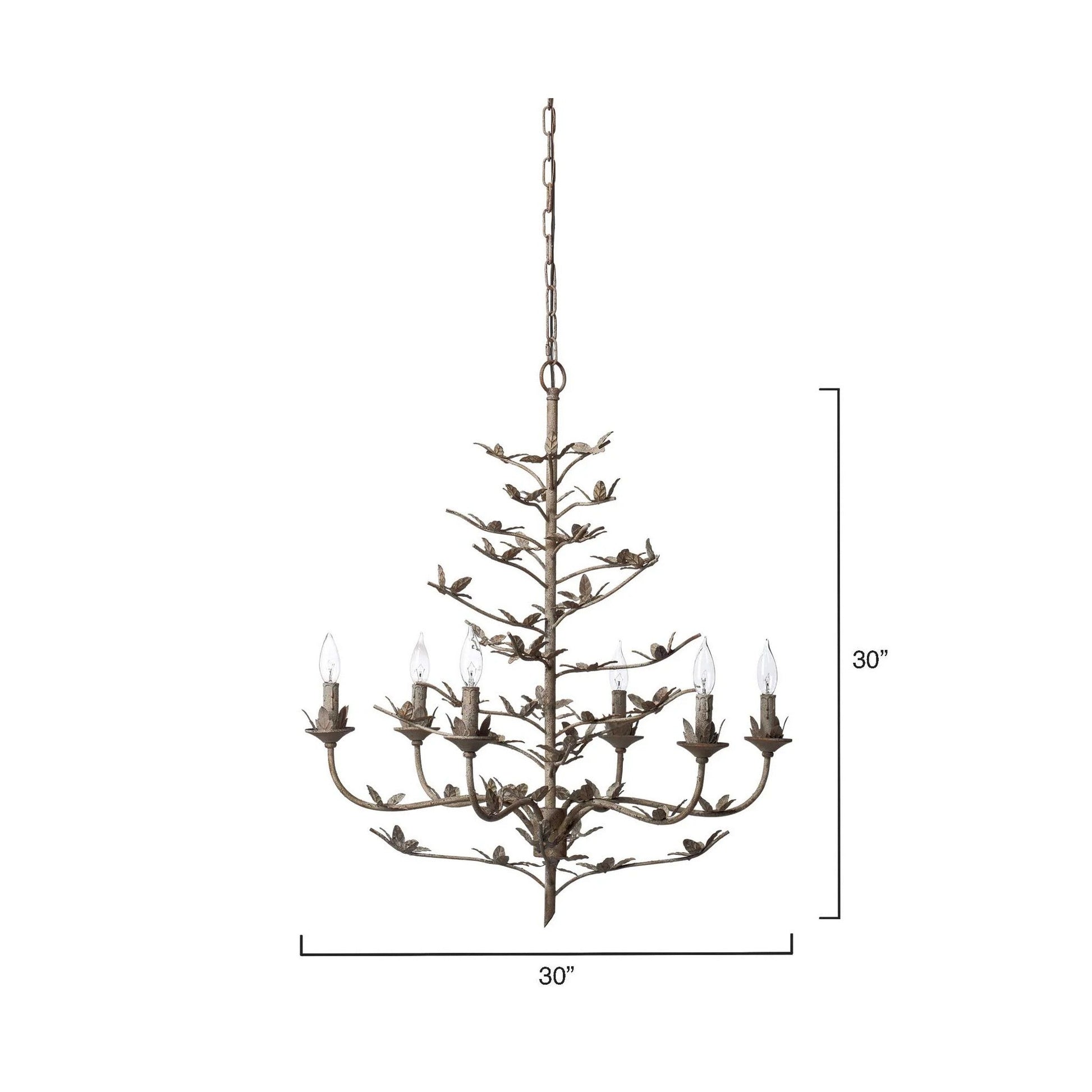 Jamie Young Blooming 30" 6-Light Rust Iron Foliage Chandelier