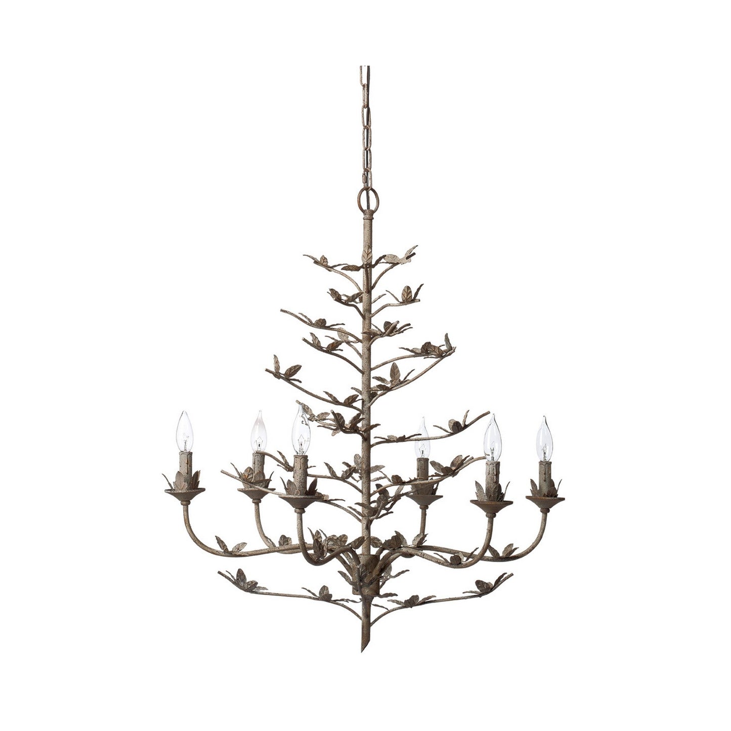 Jamie Young Blooming 30" 6-Light Rust Iron Foliage Chandelier