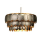 Jamie Young Calypso 30" 4-Light Champagne Leaf Chandelier With 3-Tier Metal Disks Shade